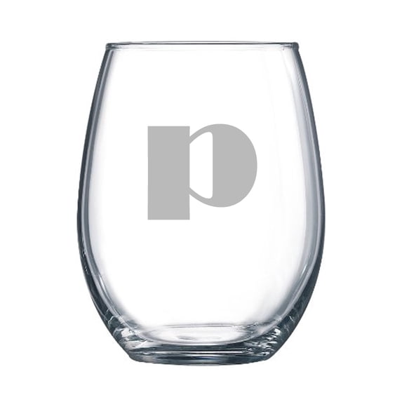 4-pc Broadway Personalized 15 oz Stemless Wine Glass, Letter P
