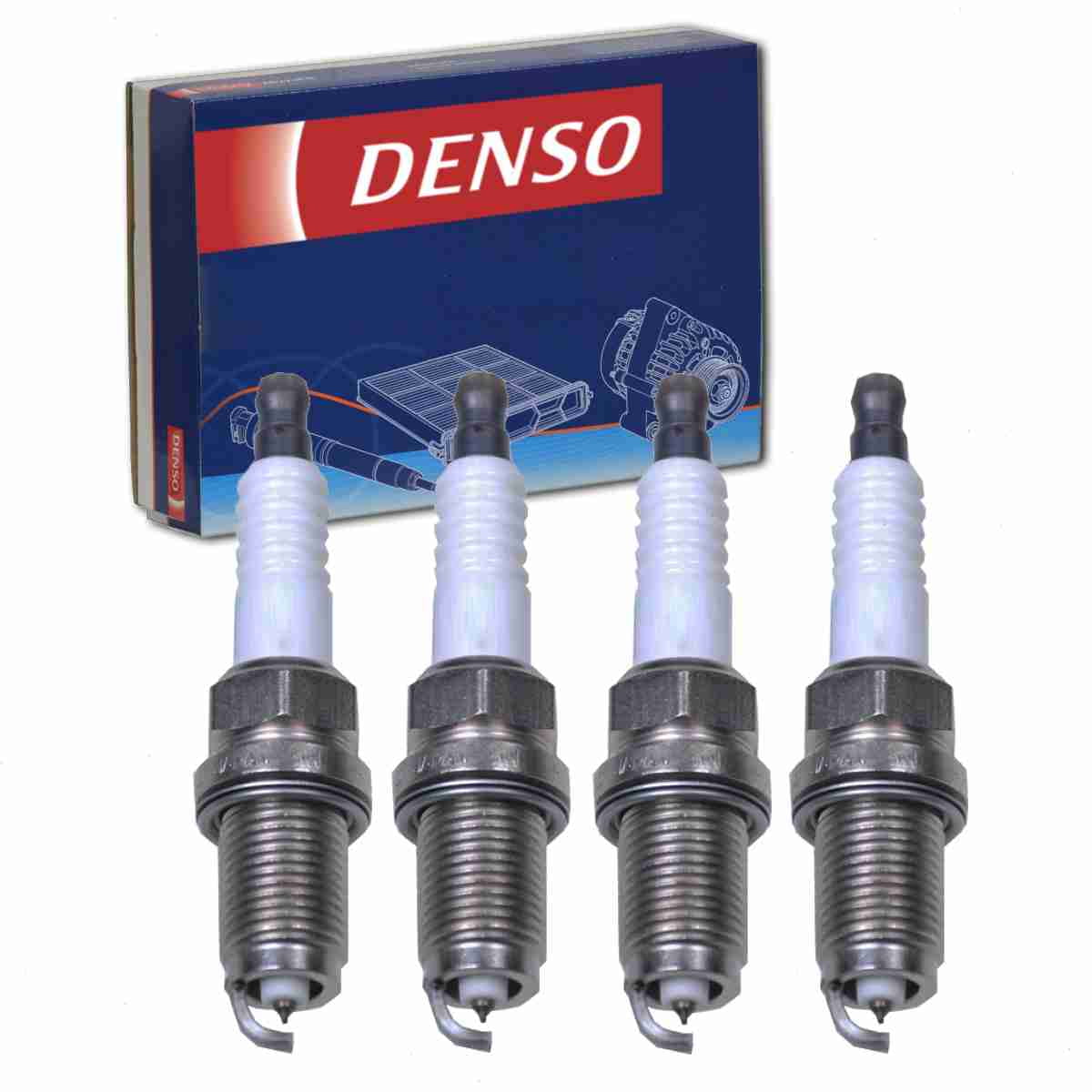 4 pc DENSO 3432 Spark Plugs for 12290-PND-A01 9807B-561-7W 9807B-561-BW  9807B-561-CW SKJ20DR-M11S Ignition Wire Secondary Fits select: 2006-2009  HONDA 