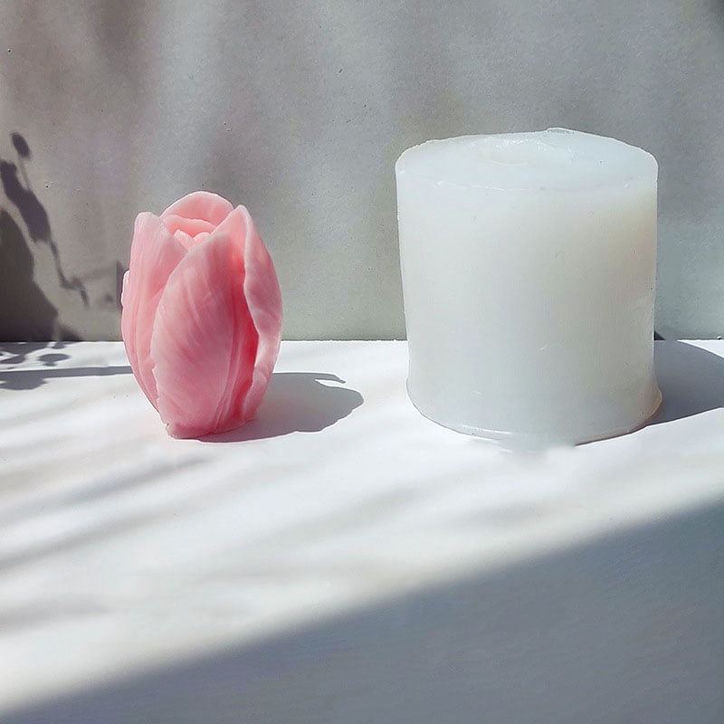 4 pc DIY Tulip Flower Silicone Candle Molds for Scented Candle Making White 5x5cm