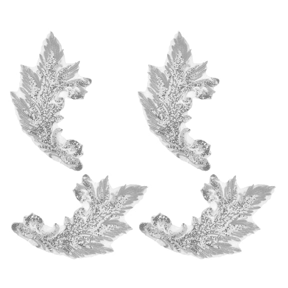 4 pc Gold and Silver Thread Silk Embroidered Sequins Flower Silver 395x215x1mm