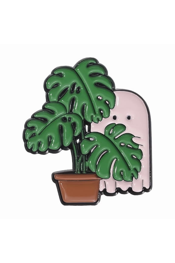 4 pc Green Plant Enamel Pins Halloween Alloy Badge for Backpack Clothes Ghost 35x30mm