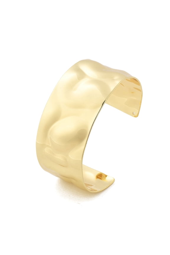 4 pc Hammered Brass Cuff Open Bangles Long-Lasting Plated Golden Inner Diameter: 2-1/2x2 inch(6.4x5cm) 30mm