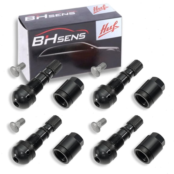4 pc Huf TPMS Sensor Service Kits compatible with BMW 335is 2011-2013 - 43Mm Black Finish