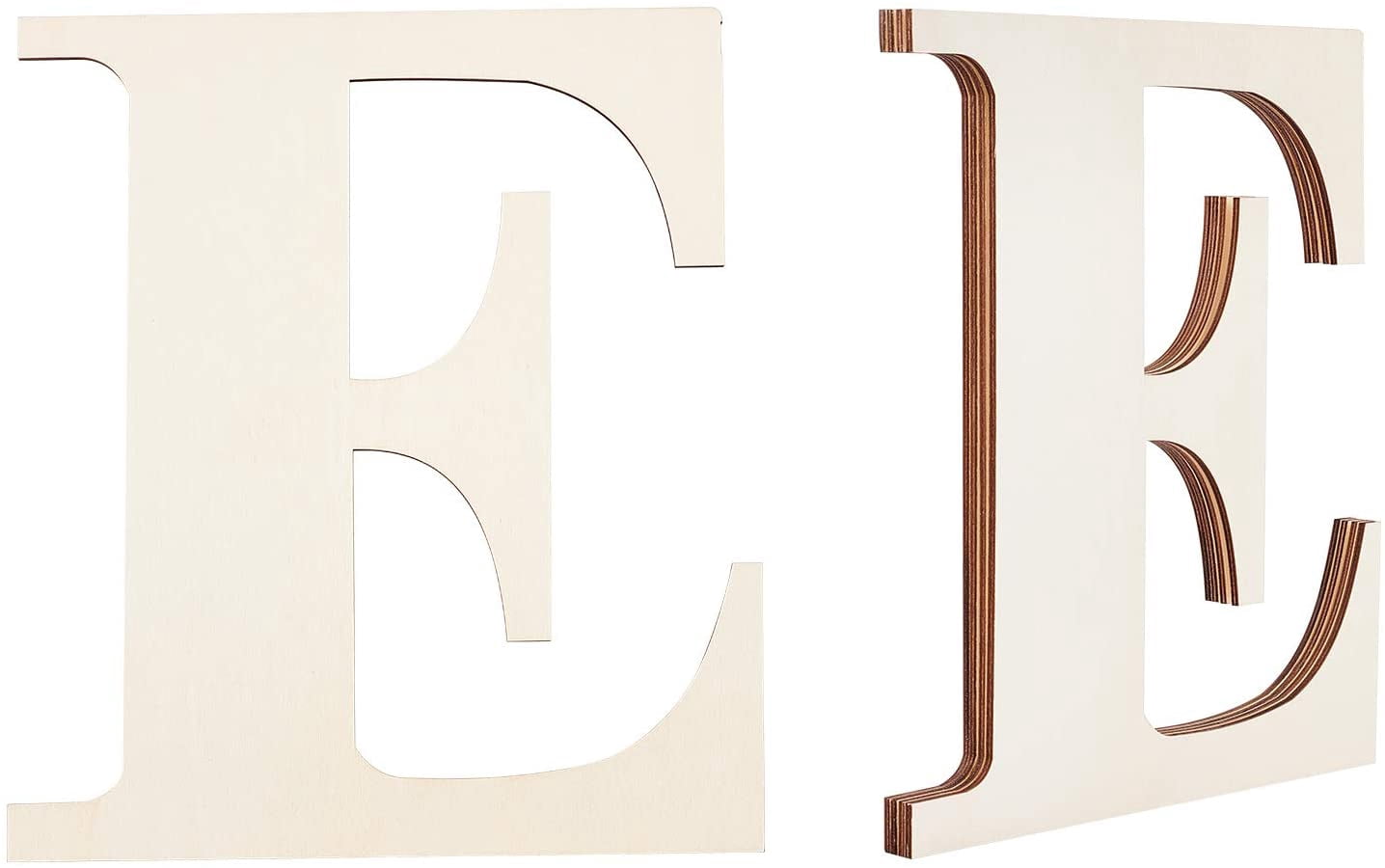 4 pc Letter E Shape Unfinished Wood Slices Laser Cut Shapes for DIY ...