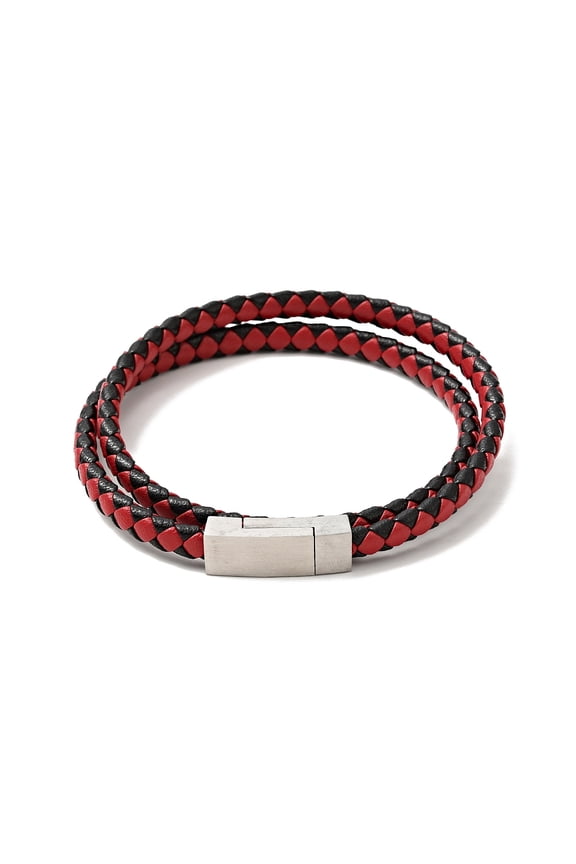 4 pc Microfiber Leather Double Loops Wrap Bracelet with 304 Stainless Steel Magnetic Clasp for Men Women Mixed color 16-3/4 inch(42.5cm)