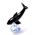 thumbnail image 1 of 4 pc Ocean Theme Miniature Glass Whale Shape Figurine Ornaments Micro Landscape Home Decorations Black 62x33x67mm, 1 of 1