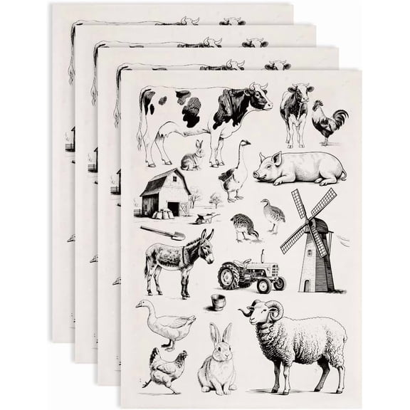 4 pc Paper Ceramic Decals Pottery Ceramics Clay Transfer Paper Underglaze Flower Paper Animals 520x370mm Pattern: 48x33mm for DIY
