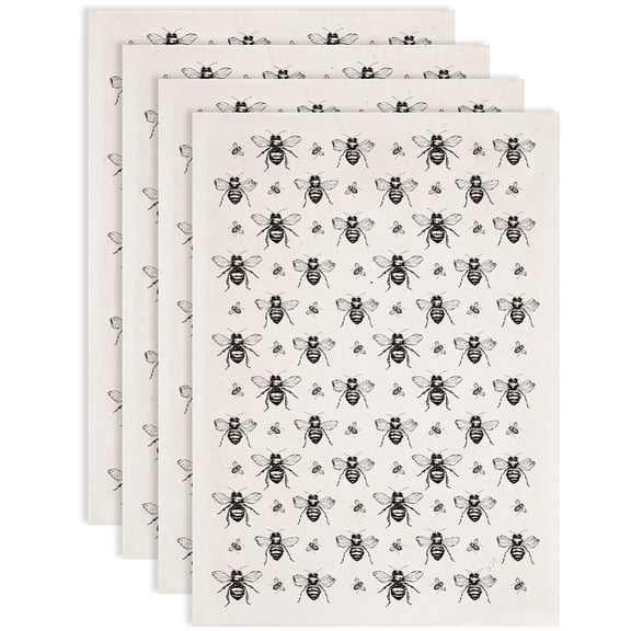 4 pc Paper Ceramic Decals Pottery Ceramics Clay Transfer Paper Underglaze Flower Paper Bees 520x370mm Pattern: 48x33mm for DIY