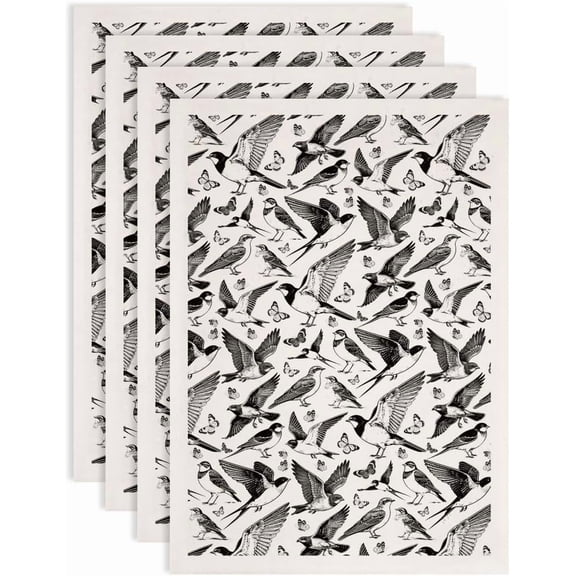 4 pc Paper Ceramic Decals Pottery Ceramics Clay Transfer Paper Underglaze Flower Paper Bird 520x370mm Pattern: 48x33mm for DIY