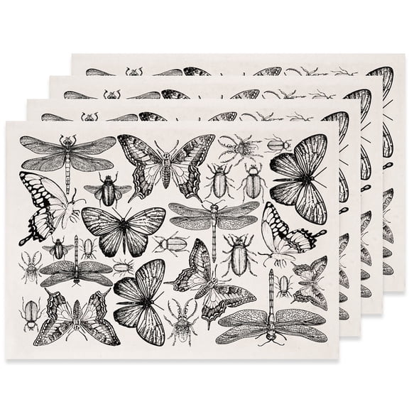 4 pc Paper Ceramic Decals Pottery Ceramics Clay Transfer Paper Underglaze Flower Paper Butterfly 520x370mm Pattern: 48x33mm