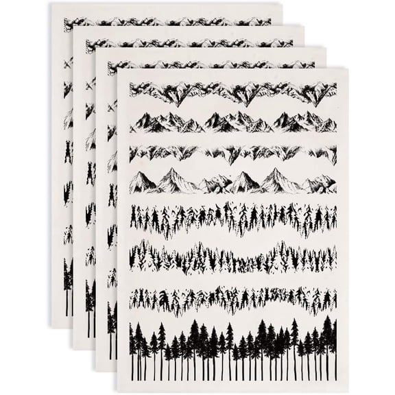 4 pc Paper Ceramic Decals Pottery Ceramics Clay Transfer Paper Underglaze Flower Paper Mountain 520x370mm Pattern: 48x33mm for DIY