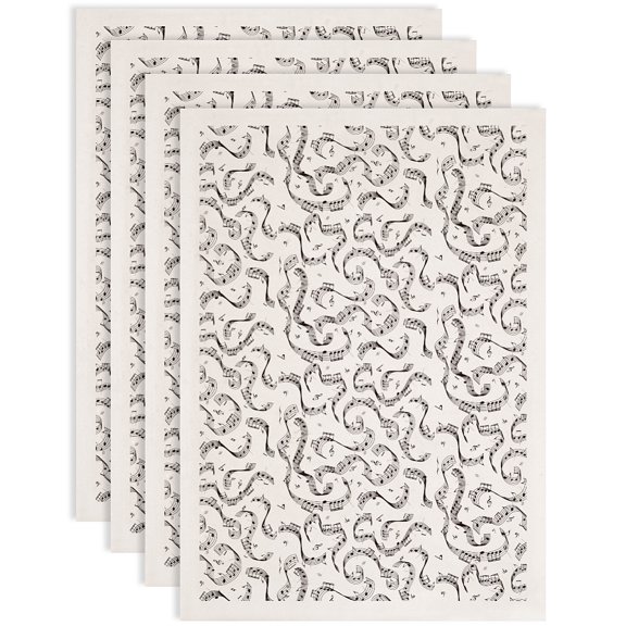 4 pc Paper Ceramic Decals Pottery Ceramics Clay Transfer Paper Underglaze Flower Paper Musical Note 520x370mm Pattern: 48x33mm