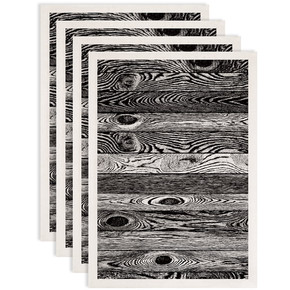 4 pc Paper Ceramic Decals Pottery Ceramics Clay Transfer Paper Underglaze Flower Paper Wood Grain 520x370mm Pattern: 48x33mm