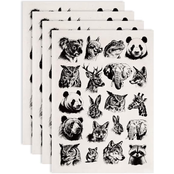 4 pc Paper Ceramic Decals Pottery Ceramics Clay Transfer Underglaze Flower Paper Animals 520x370mm Pattern: 48x33mm for DIY