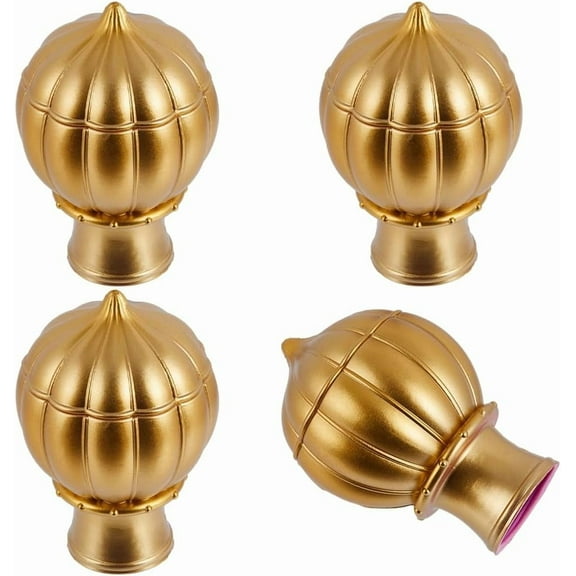 4 pc Plastic Curtain Rod Heads Round Drapery Pole Finials Random White and Pink Interior Colors Gold 97.5x64mm Inner Diameter: 29.5mm