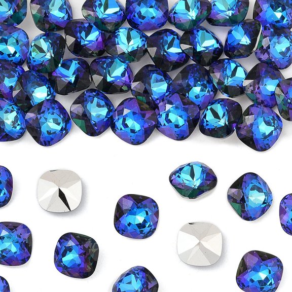 4 pc Preciosaeg MAXIMA Fancy Stones Czech 435 36 132 Cushion Square Aluminium Layer 00030 296 Bermuda Blue 10x10mm