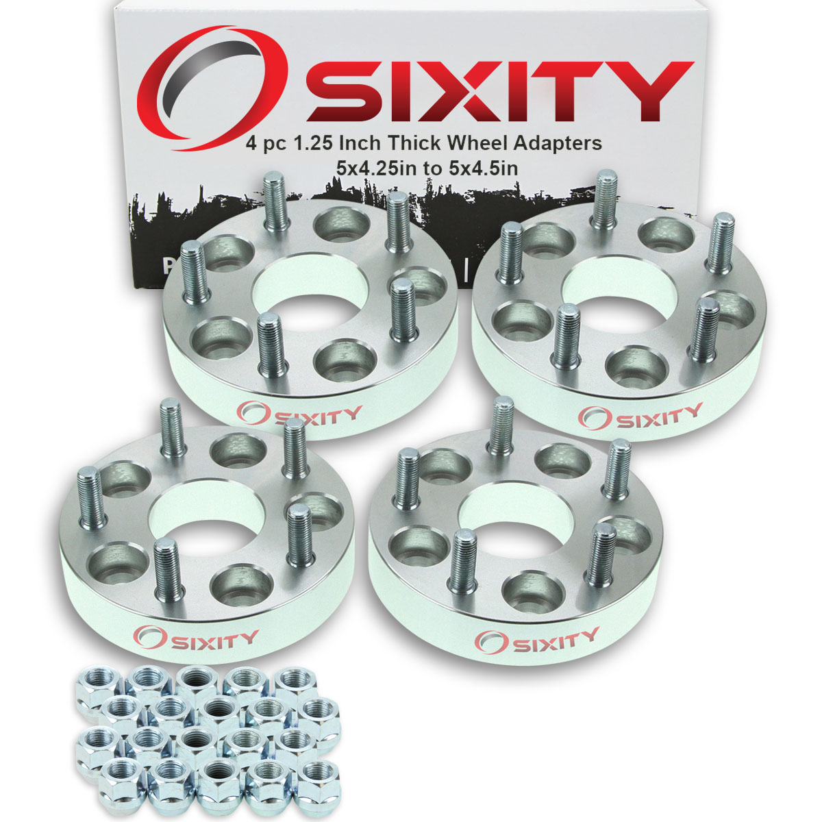 Set Of 4 Wheel Adapters - Converts 5x108mm (5x4.25") To 5x115mm (5x4.5") - 1" Thick, For Ford/Lincoln/Mercury