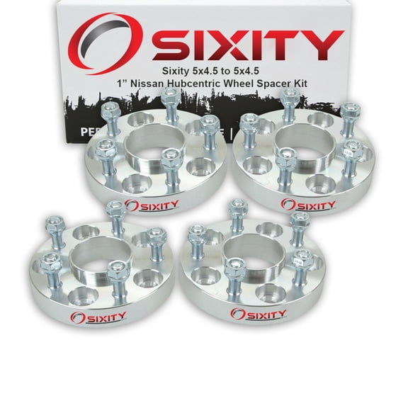 Sixity Auto 4 pc 1" 5x4.5 Wheel Spacers compatible with Nissan 350Z 200SX 300ZX Altima Maxima Sentra Quest M12x1.25mm 1.25in Hubcentric
