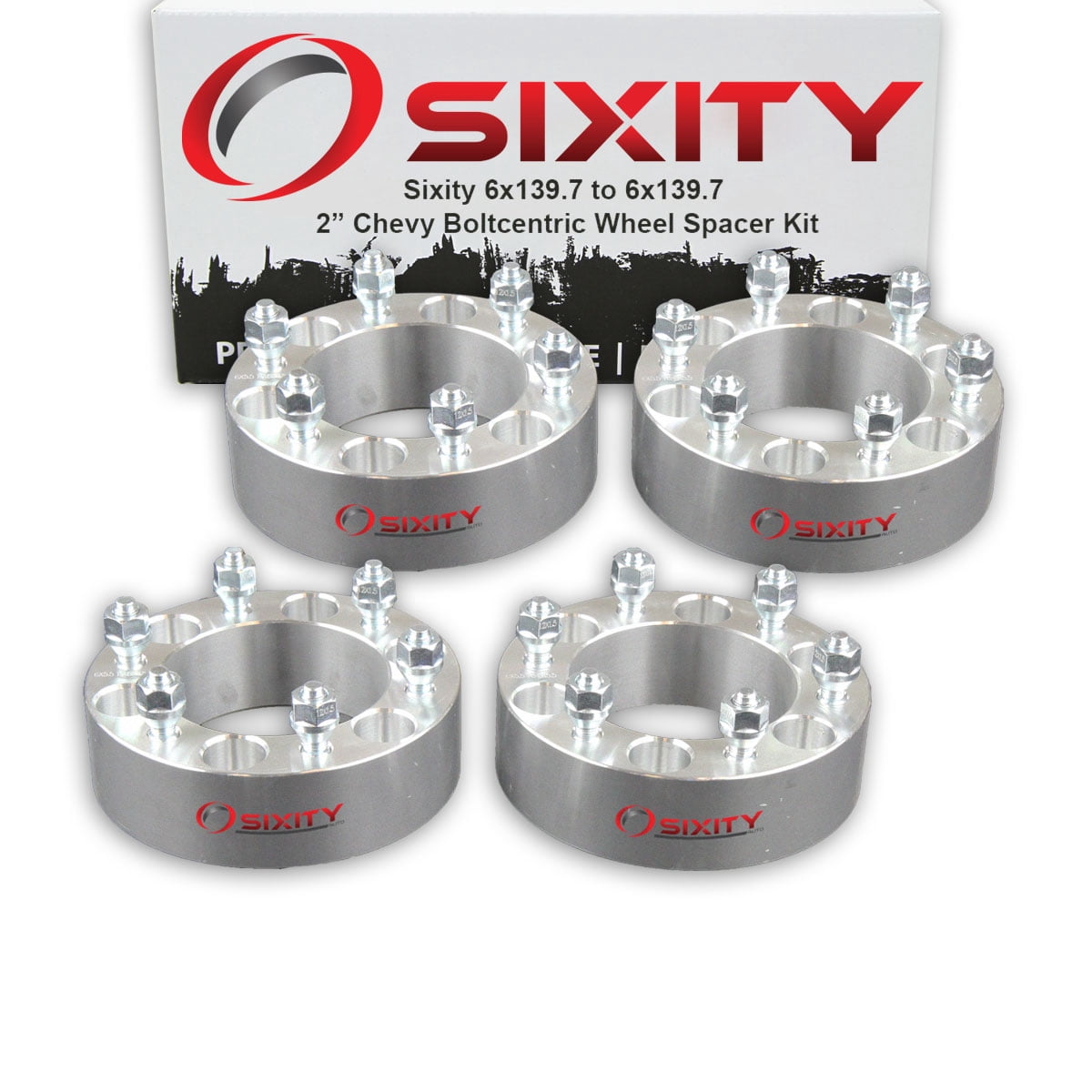 Sixity Auto 4 pc 2" 6x139.7 Wheel Spacers compatible with Chevy Colorado M12x1.5mm 1.25in Studs Lugs