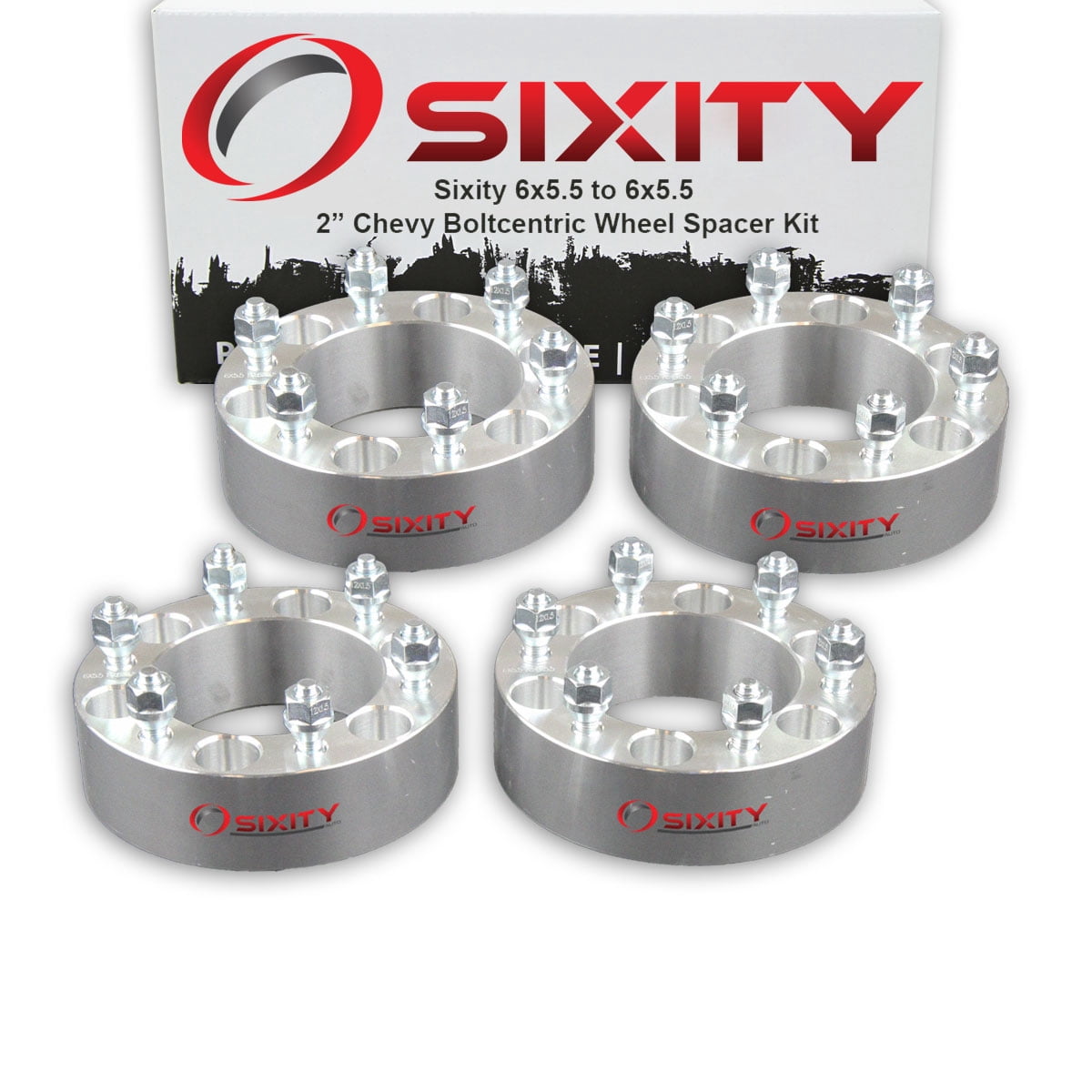 Sixity Auto 4 pc 2" 6x5.5 Wheel Spacers compatible with Chevy Colorado M12x1.5mm 1.25in Studs Lugs