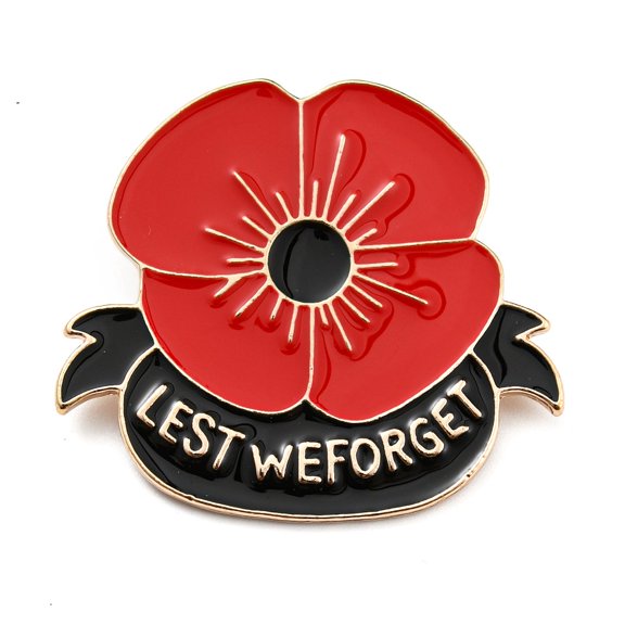 4 pc Veteran Poppy Badge: Unique Military style Emblem for Patriotic Fashion Statement Red