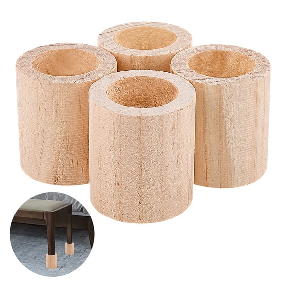 4 pc Wood Riser Furniture Feet Cup for Sofa Bed Desk Column White 60x69mm