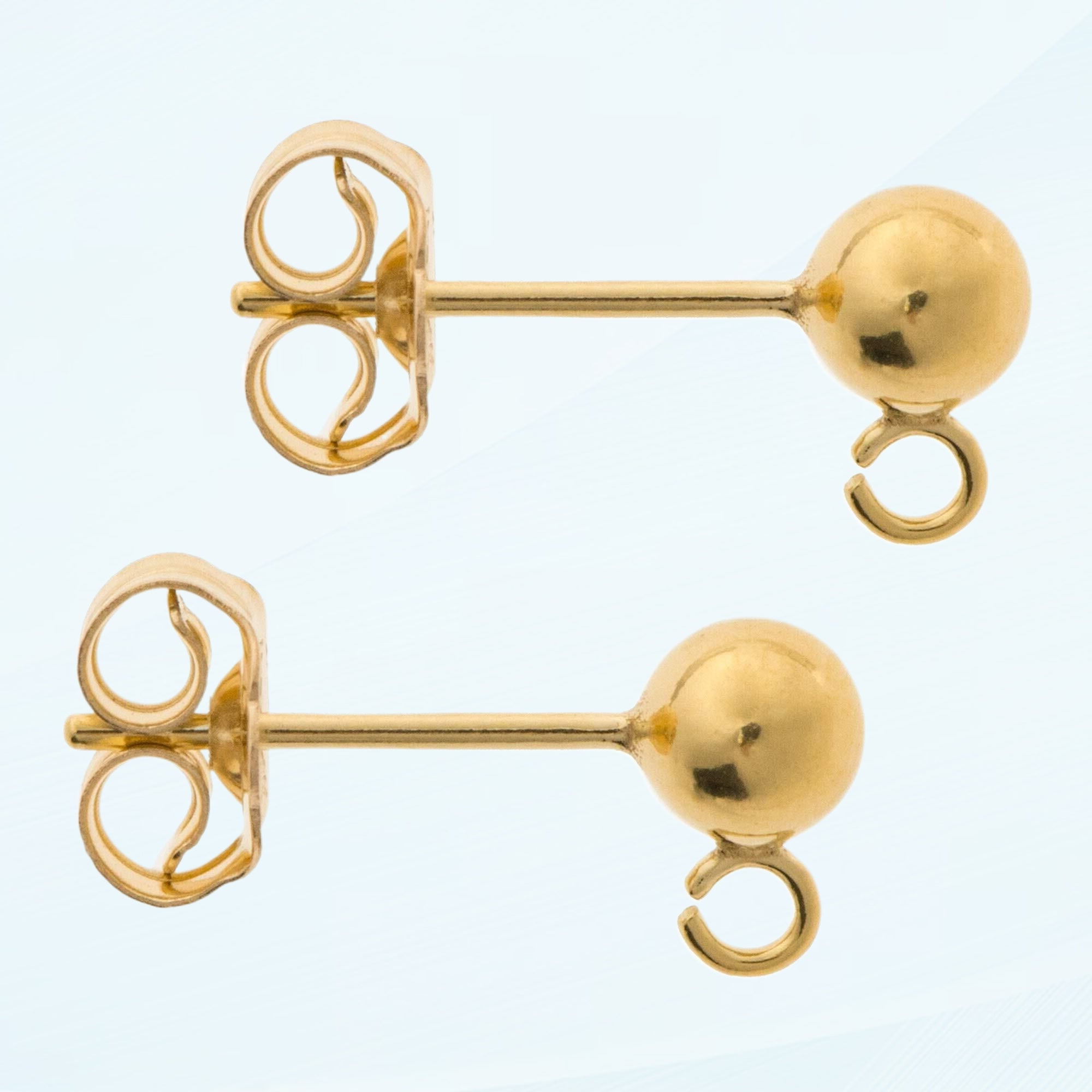 4 pcs 14k Gold Filled 4mm Ball Earring Loop Post Dangle Earring