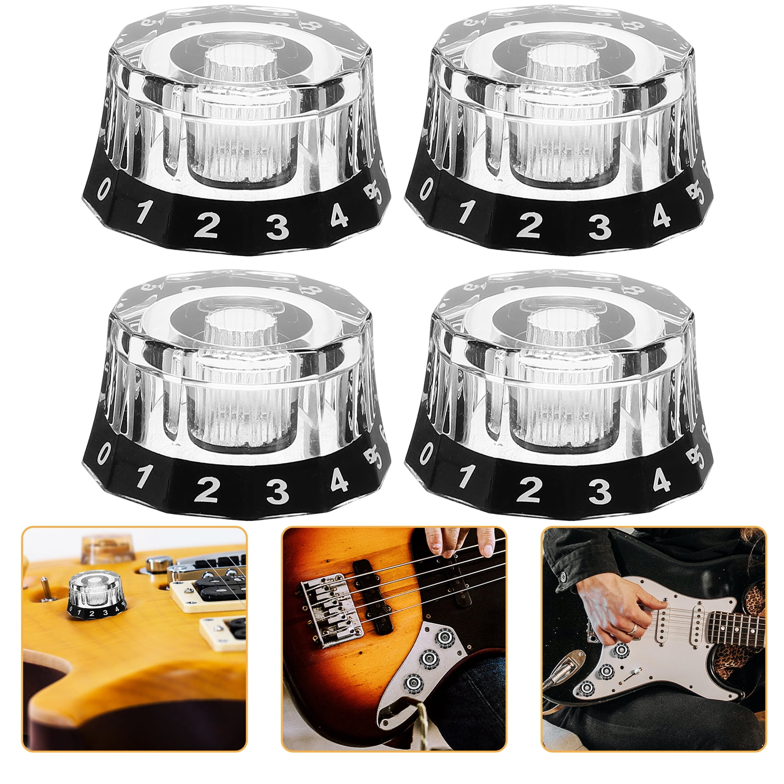 4 pcs Acrylic Guitar Volume Knobs Bass Guitar Volume Knobs Decorative