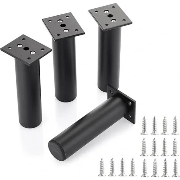4 pcs Adjustable Furniture Legs Bed Legs Height Furniture Aluminum Alloy Foot for Box Spring, Wardrobe, Table (Black, Height 150mm)