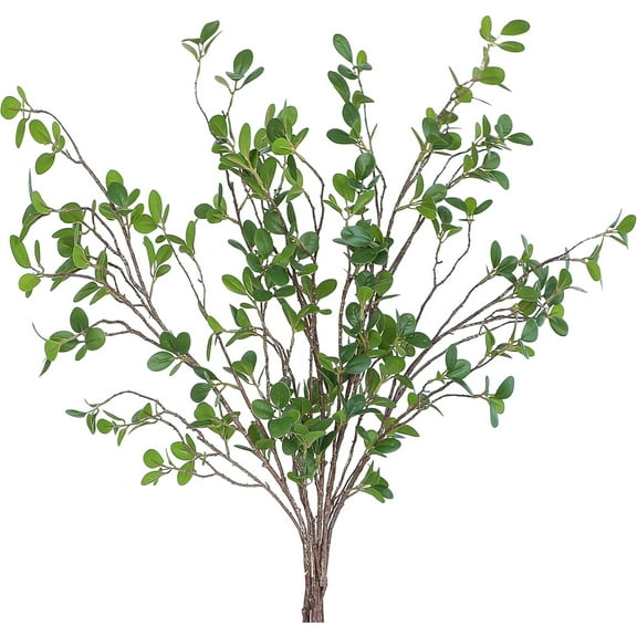 4 pcs Artificial Eucalyptus Green Branches 44.3 Inch, Faux Greenery Plant Stems Ficus Twigs Fake Tree Branches for Vase Home Decorations