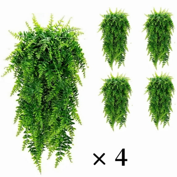 4 pcs Artificial Hanging Plants- Fake Green Leaves Decoration, Faux Foliage Greenery Home Decor