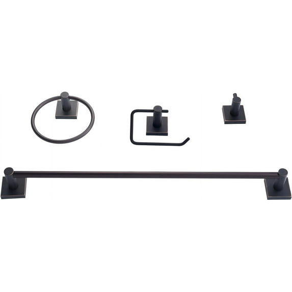 4 pcs Bathroom Accessory Set Robe Hook Toilet Paper Holder Towel Ring Towel Bars