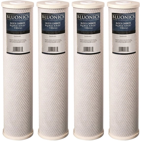 4 pcs Big Blue CTO Carbon Block Water Filters 4.5" x 20" Whole House Cartridges