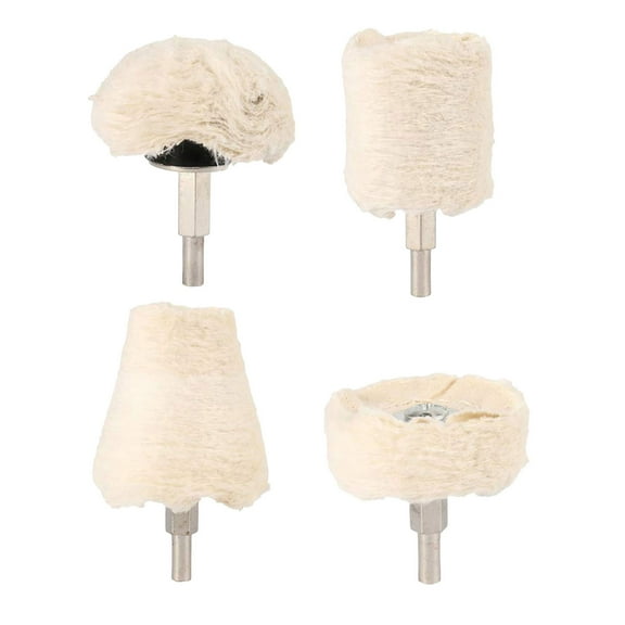 4 pcs Buffing Wheel for Drill,Buffing Pad Polishing Wheel Kits,Wheel Shaped Polishing Tool for Metal Aluminum,Stainless Steel,Chrome,Jewelry,Wood,Plastic,Ceramic,Glass,etc(Beige,2.2x1.2x2.8")