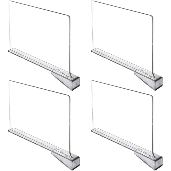Jimin 4 pcs Clear Acrylic Shelf Dividers Divider Separators for Closets Transparent Organizer Multi-Functional Wood Separator for Storage and Organization in Bedroom Cabinets Kitchen Office