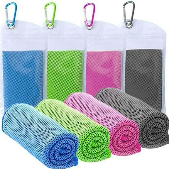4 pcs Cooling Towels, Soft Breathable Microfiber Ice Towel for Yoga Sport Running Golf 12*40''
