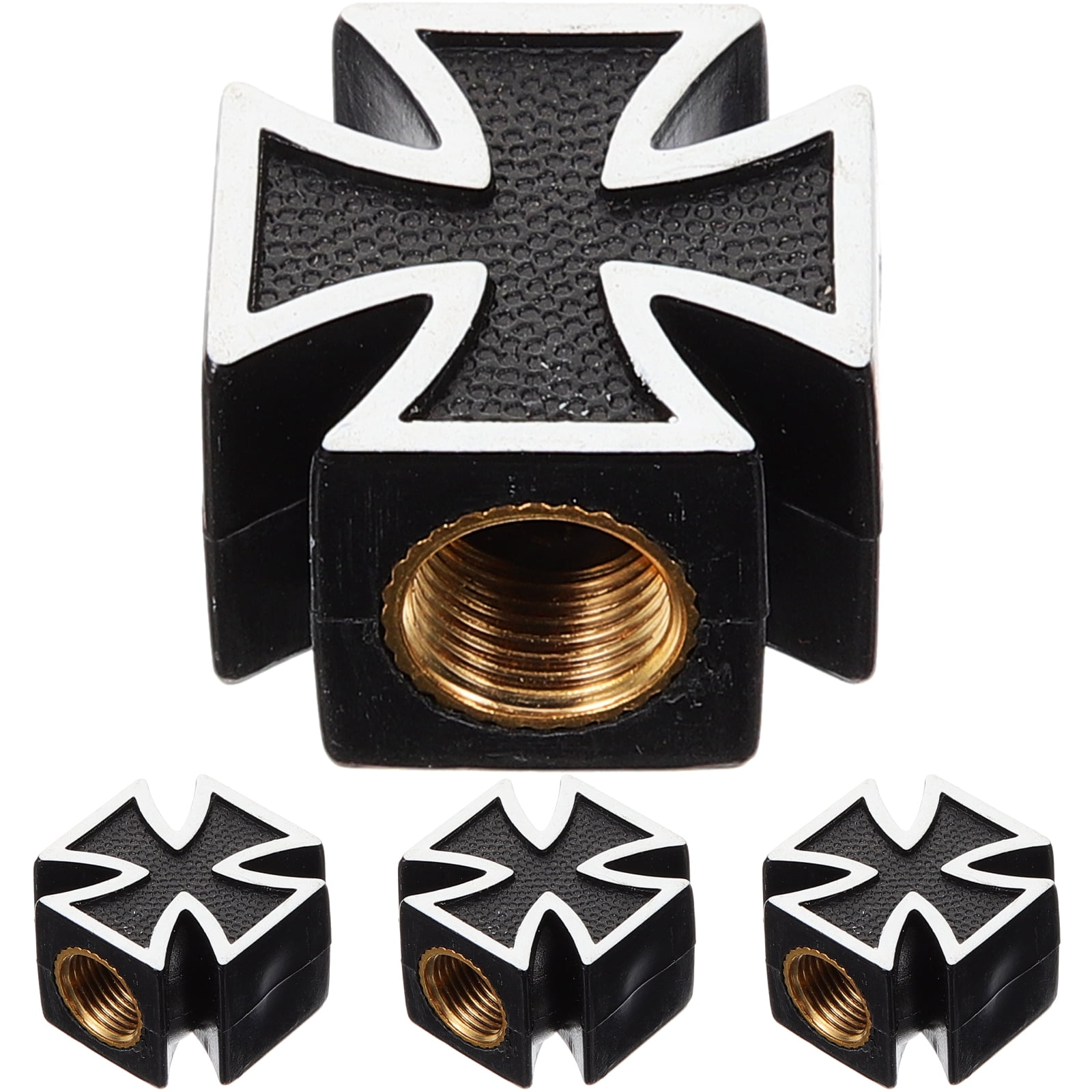 4 pcs Cross Car Tire Valve Caps Tire Wheel Valve Covers Universal Tire
