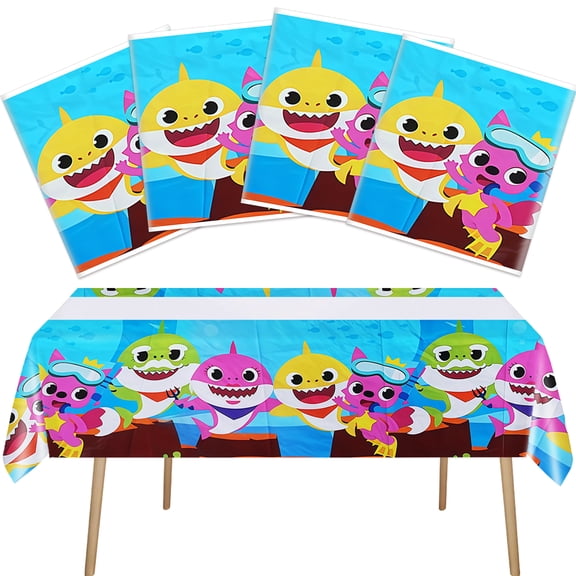 4 pcs For Shark Theme Birthday Tablecloth, Waterproof Disposable Table Cover 42.5x70.9 Inches for Party Celebration Decorations and Supplies