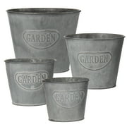 4 pcs Galvanized Buckets Farmhouse Metal Bucket Dark Gray Galvanized Flower Bucket Home Indoor Outdoor Decorative Tin Planters height 3.9In/4.3In/5.1In/5.9In ﻿