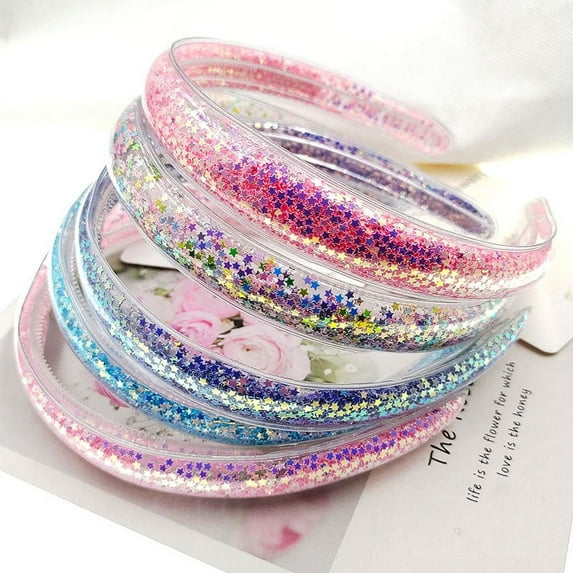 4 pcs Glitter Headband Cute Headband Sparkly Headband Sequin Headband for Little Girl