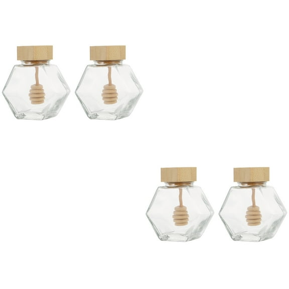 4 pcs Honey Jar Sealing Glass Honey Pot Clear Jam Jar Honey Storage Container