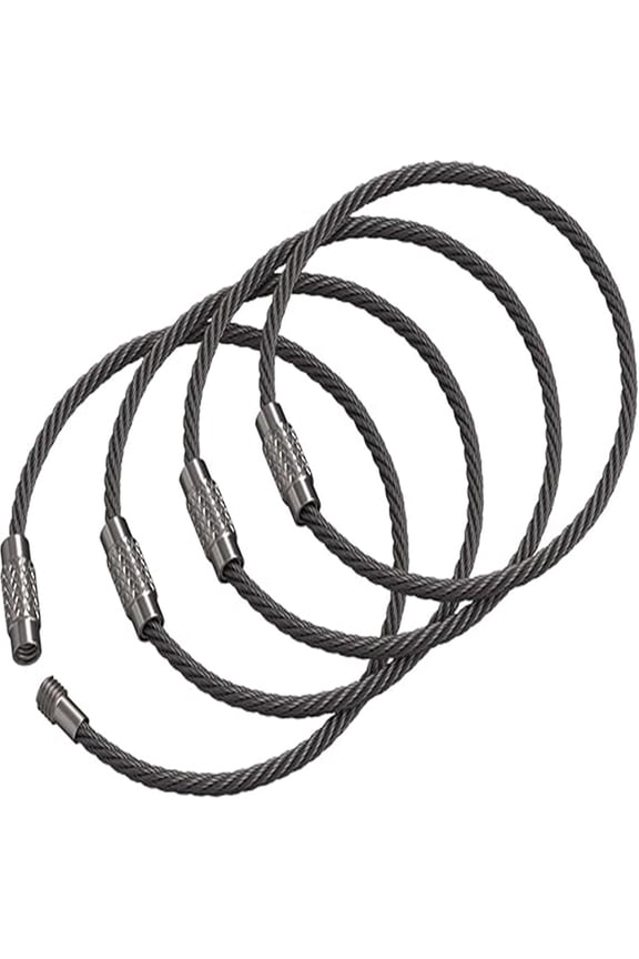 4 pcs Large Key Ring Wire Stainless Steel Keychain Car Cable Keyring Loop Luggage Tag Hinge Keepers Binding Carabiner Big Locking