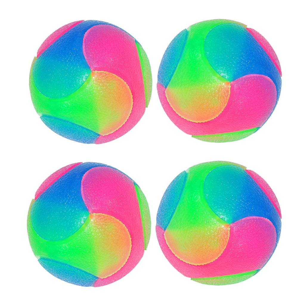 4 pcs Large Light Up Dog Balls Flashing Elastic Ball Bouncy Glow in The Dark Interactive Jumping Blinking Dog Ball Pet Toys for Golden Retriever,Labrador,Large Dogs,Diameter 7cm