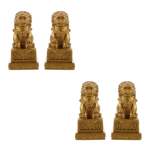 4 pcs Lion Figurines Resin Animals Ornaments Desktop Wild Animals Decor Lion Statues