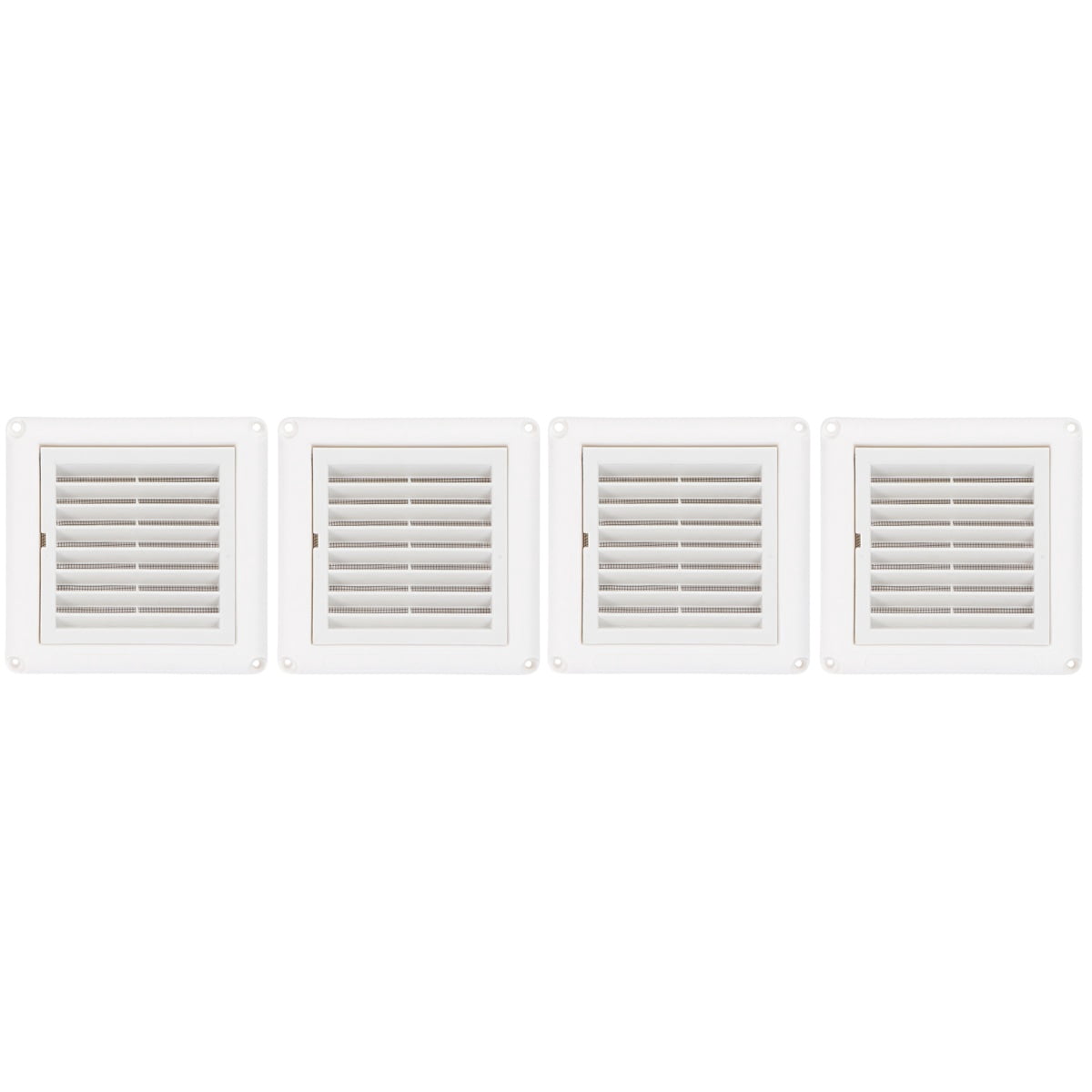 4-Pack Plastic Louvered Vent Covers for Air Exhaust, Vent Grilles, Easy Install Ventilation Covers