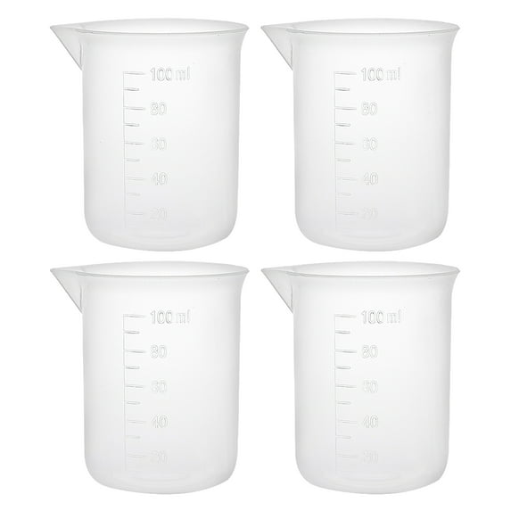 4 pcs Measuring Cup Labs PP Graduated Beakers 100ml