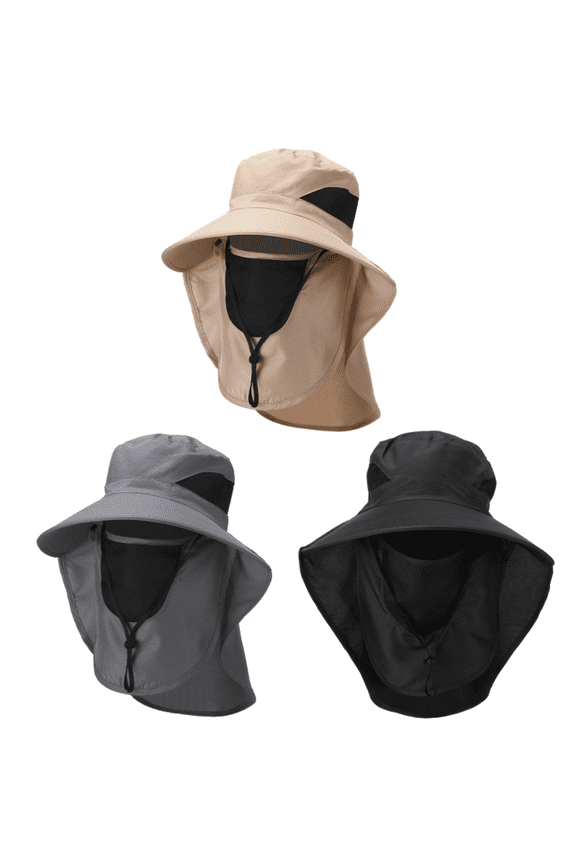 4 pcs Men Bucket Hat Wide Brim Neck Cover Flap Boonie Cap Fishing Outdoor Sun
