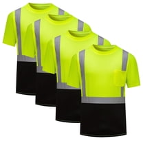 4 pcs Men and Women Short Sleeve Safety Shirts Reflective Breathable Comfy Work Shirts High-Visibility Pullover Tops