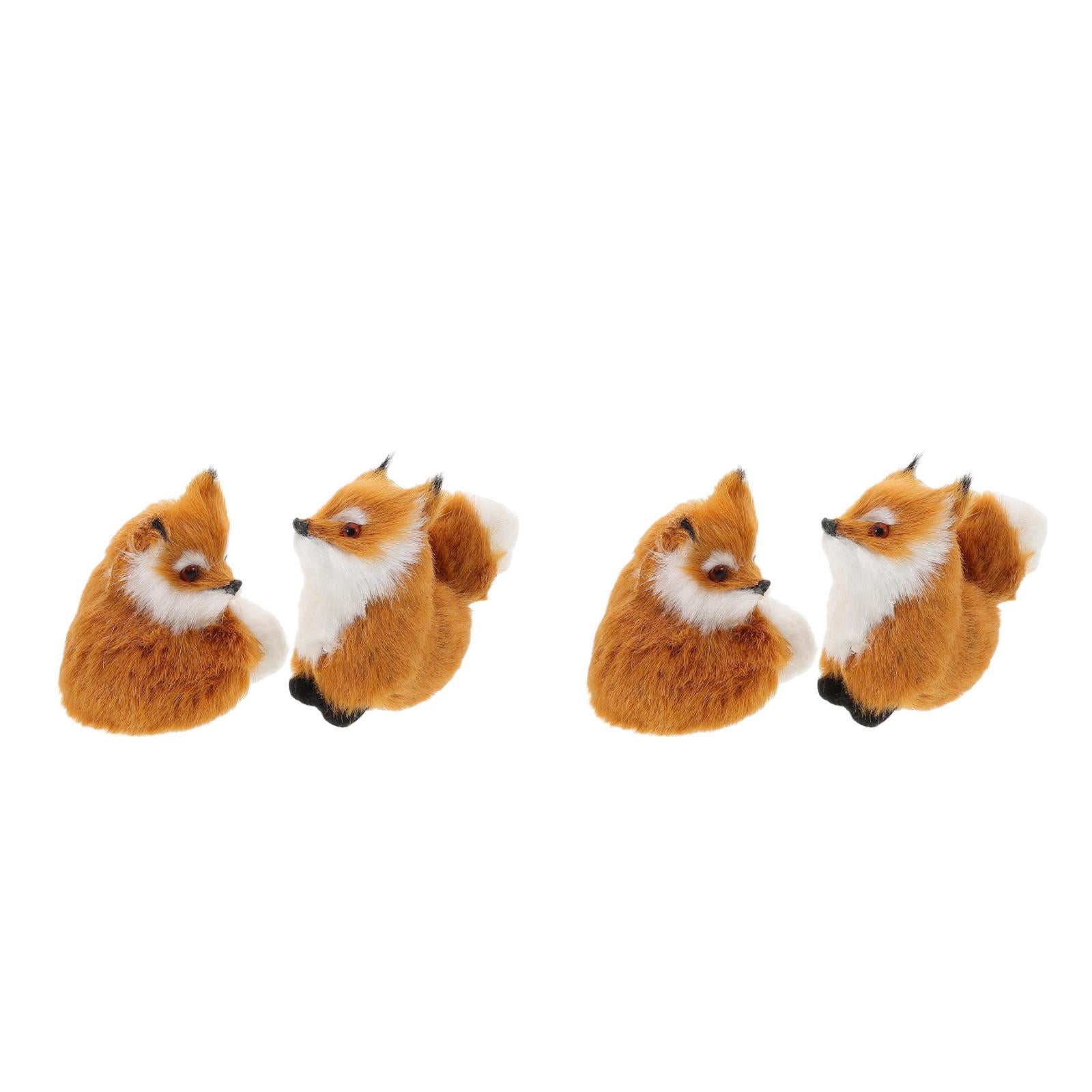 4 Pcs Mini Fox Static Action Figures Fox Squatting Plush Realistic Fox