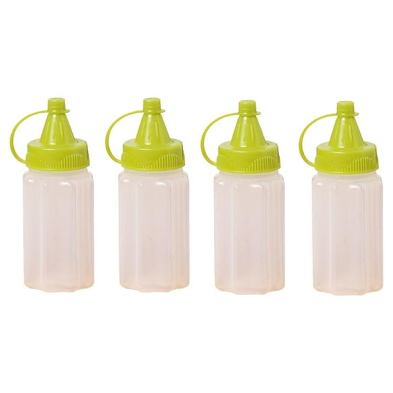 4-pcs Mini Kitchen Sauce Bottles, Squeeze Bottles Condiment Dispenser for Ketchup Mustard and Salad, 3.14x1.26inch Portable Lunch Box Condiment Bottles with Leakproof Screw Cap D6M0